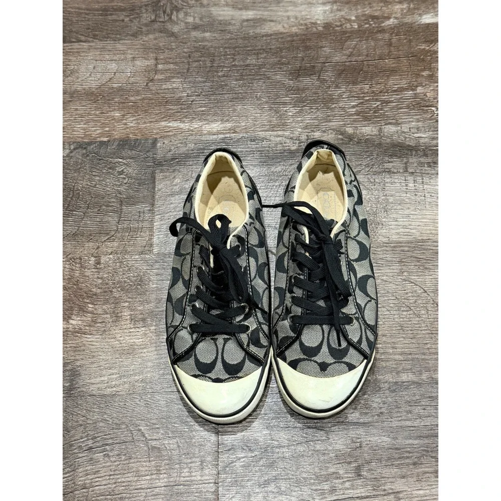 Coach Barrett Signature C Monogram Black Grey Canvas Sneakers P547 8B
